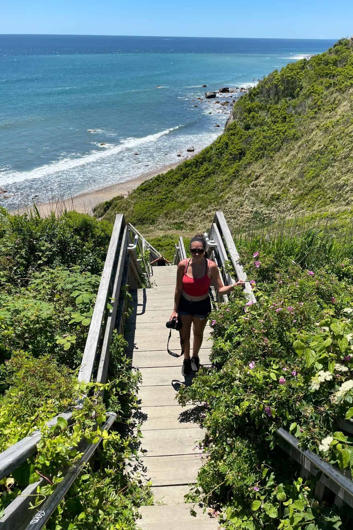 stairs at mohegan bluffs.