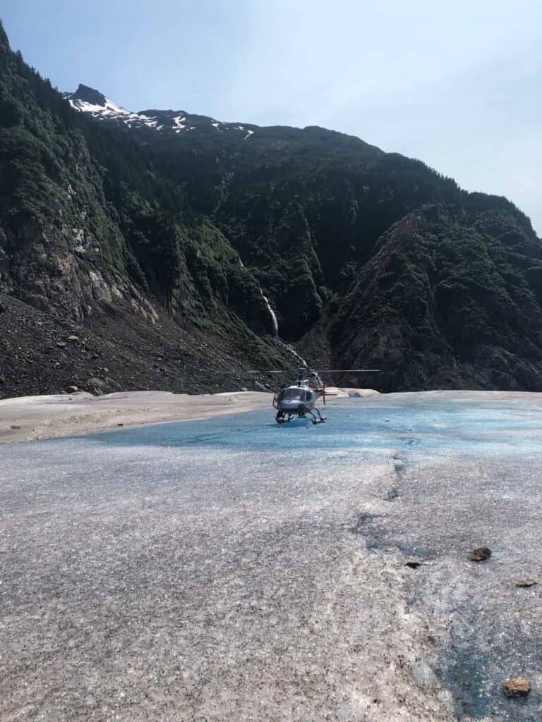 helicopter on glacier