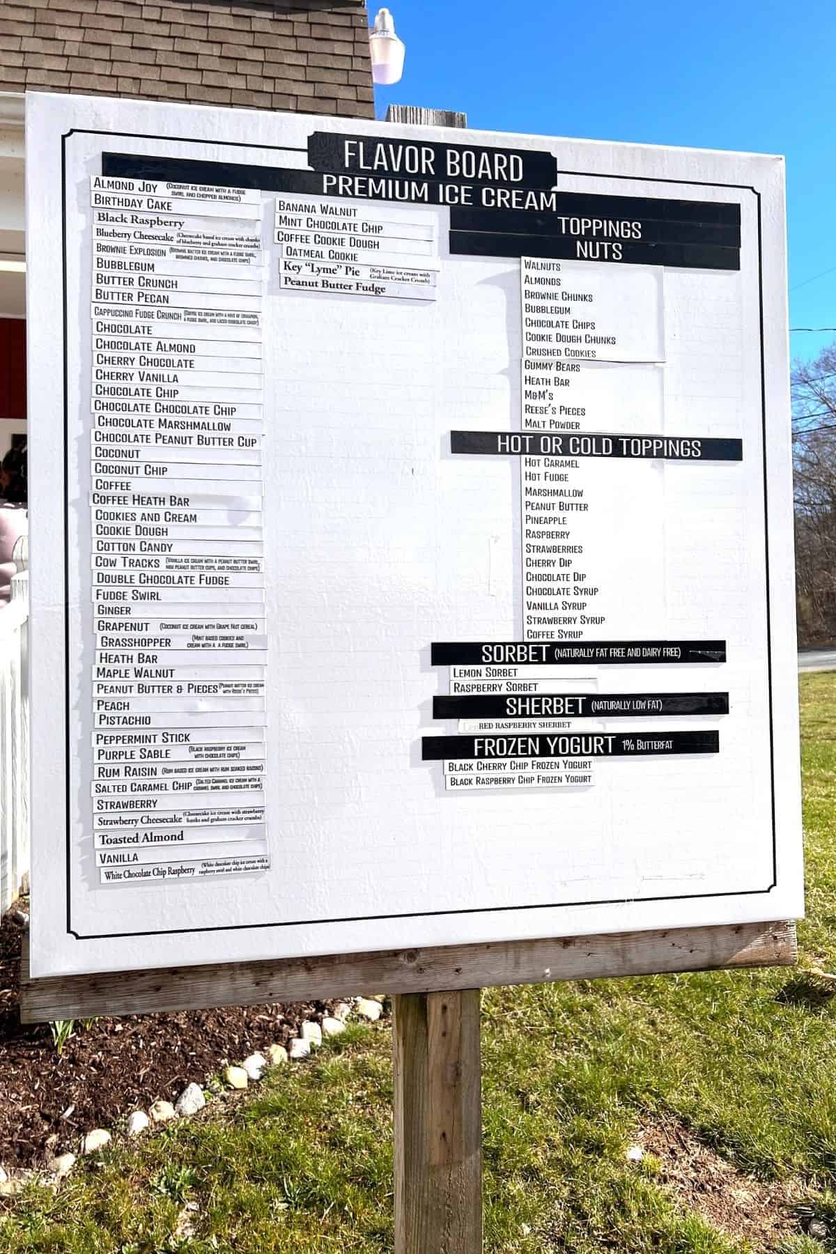 flavor board at salem valley farms in salem ct.