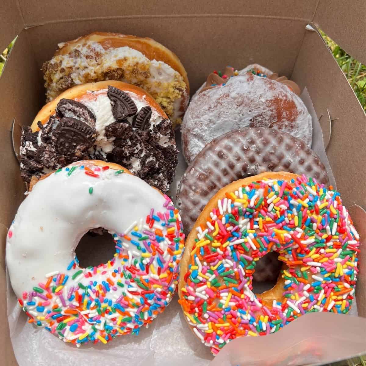 half dozen of assorted donuts from neil's donuts.