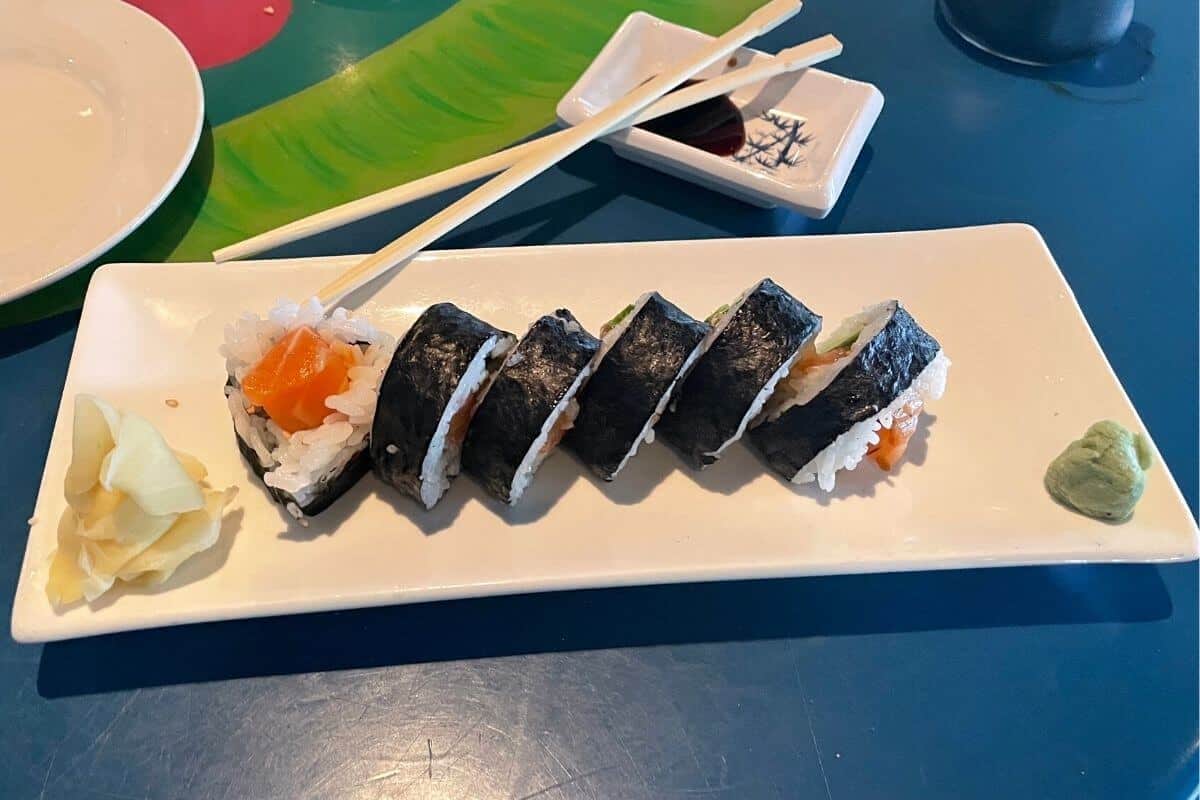 sushi on a plate.