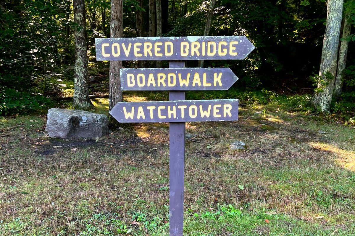 hiking trail sign.