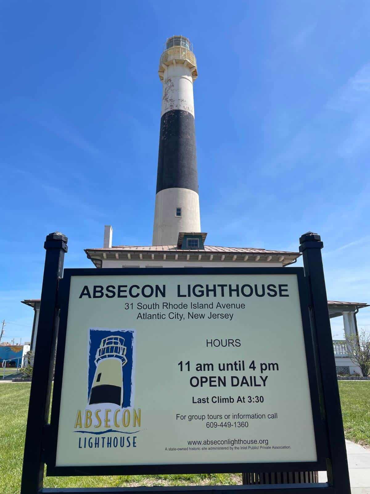 Absecon lighthouse sign in Atlantic City.