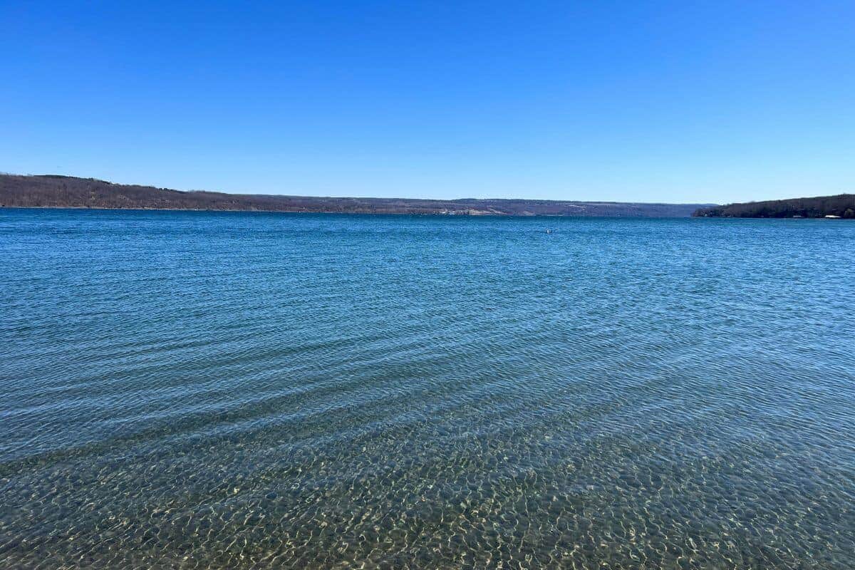 Cayuga Lake from the shore at Taughannock Falls State Park.