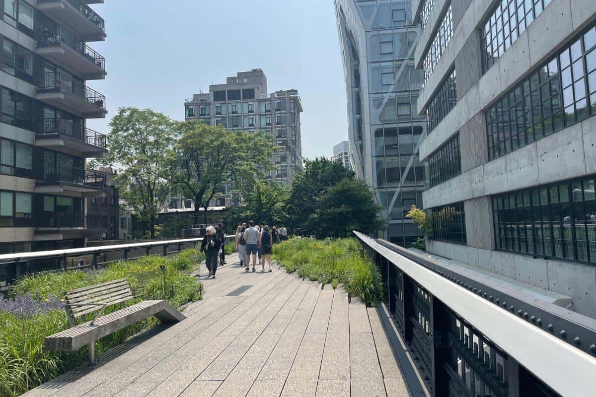 View of High Line New York park.
